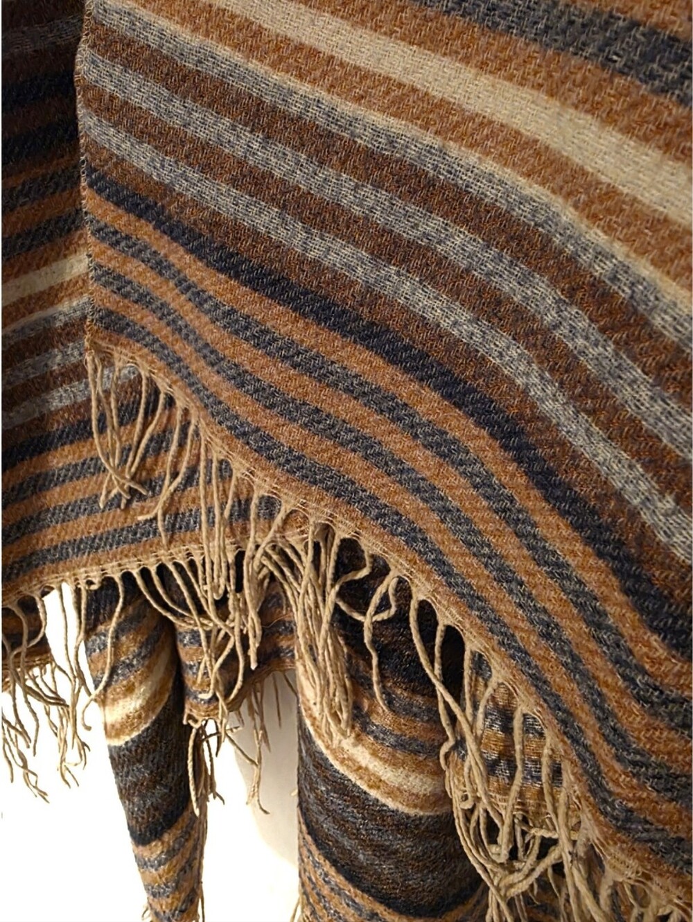 Earth Tone Boho Festival Serape Style Poncho Shawl OS - Picture 2 of 4